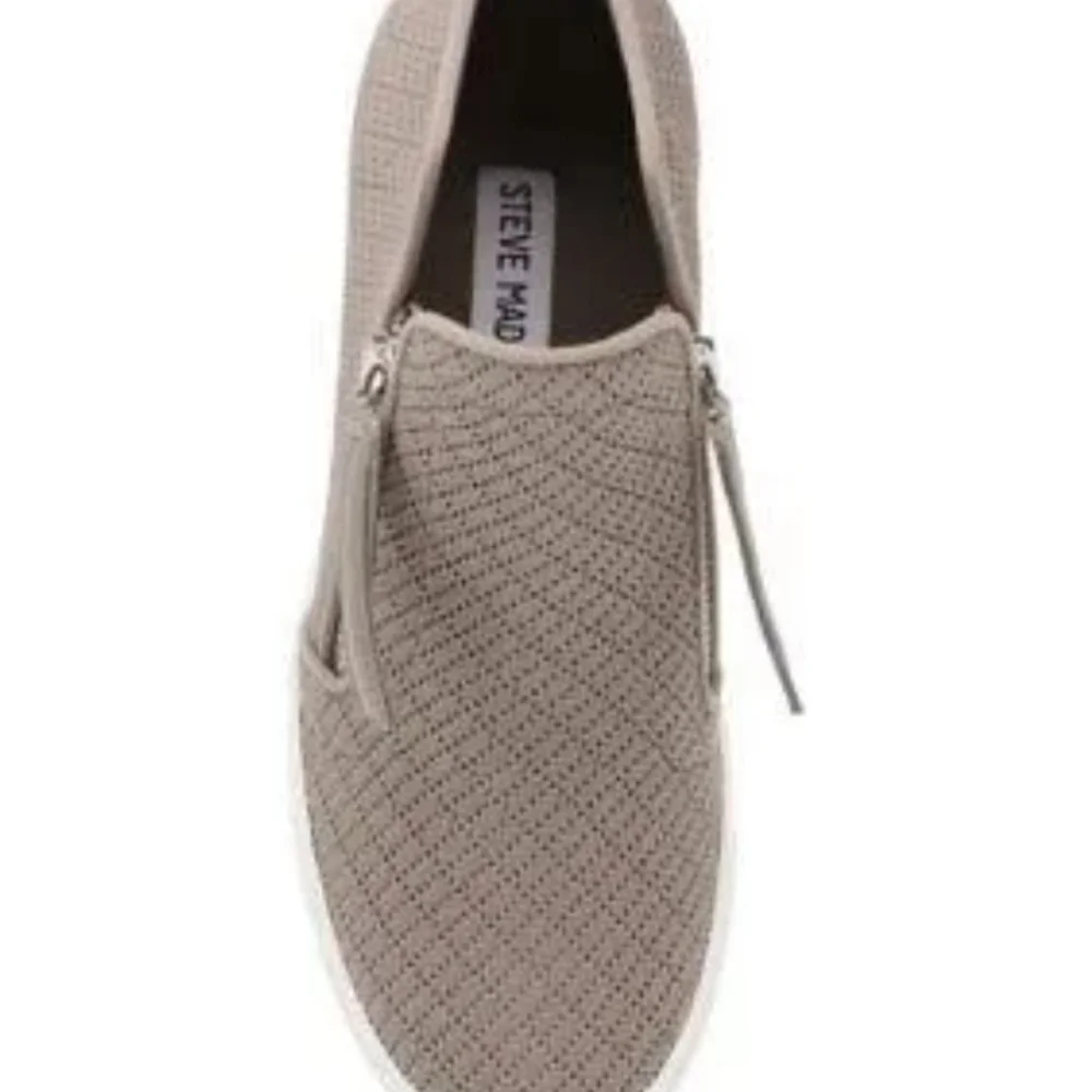 Steve Madden Camden Knit Wedge Sneakers Taupe -7 - Picture 3 of 6